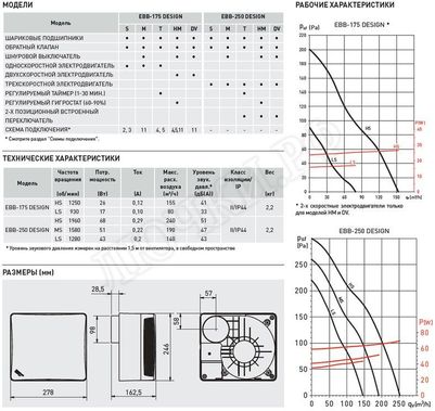 Вентилятор EBB-250 S DESIGN Вентилятор EBB-250 S DESIGN